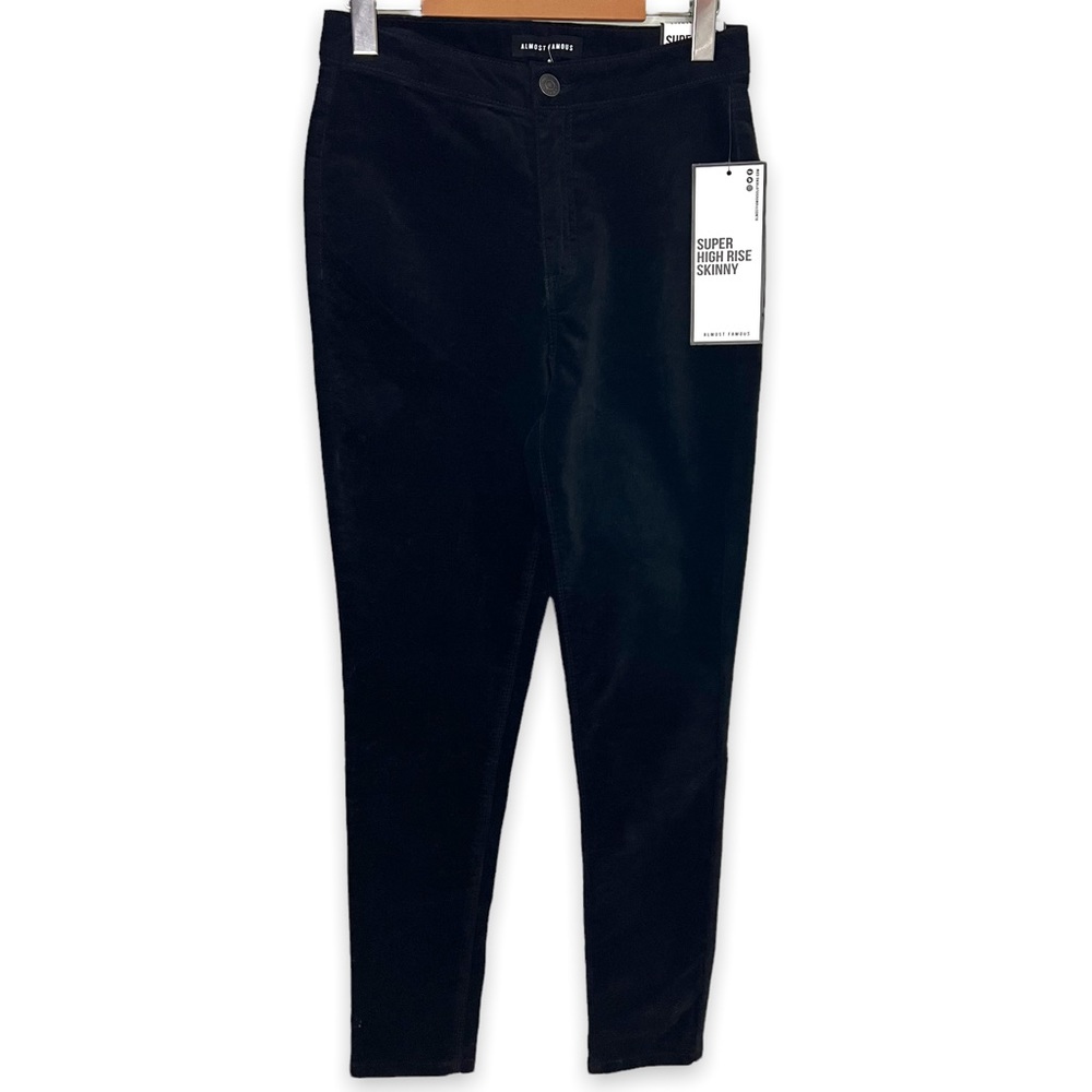 NEW Almost Famous Black Velvet Skinny Jeans Size 3 OR 9 Super High Rise